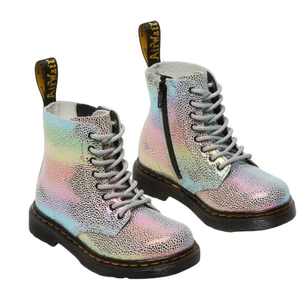Dr. Martens Toddler 1460 Pascal Iridescent Lace-Up Boots Rainbow Kidray T 12 - Picture 5 of 16